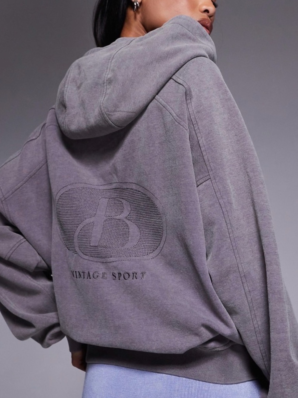 Bo+Tee oversized hoodie in washed charcoal
